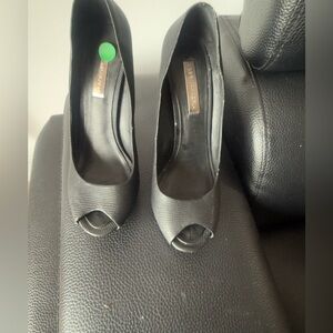 BCBGMaxAzria Black Peep-Toe Textured Pumps